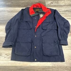 Vintage 90s Eddie Bauer Blue Men L Zip Up Wool Blanket Lined Mountain Chore Coat
